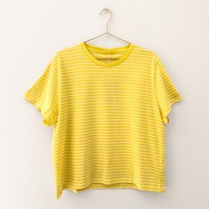 NWT Everlane Yellow Stripe Cotton The Box-Cut Tee Size XXL